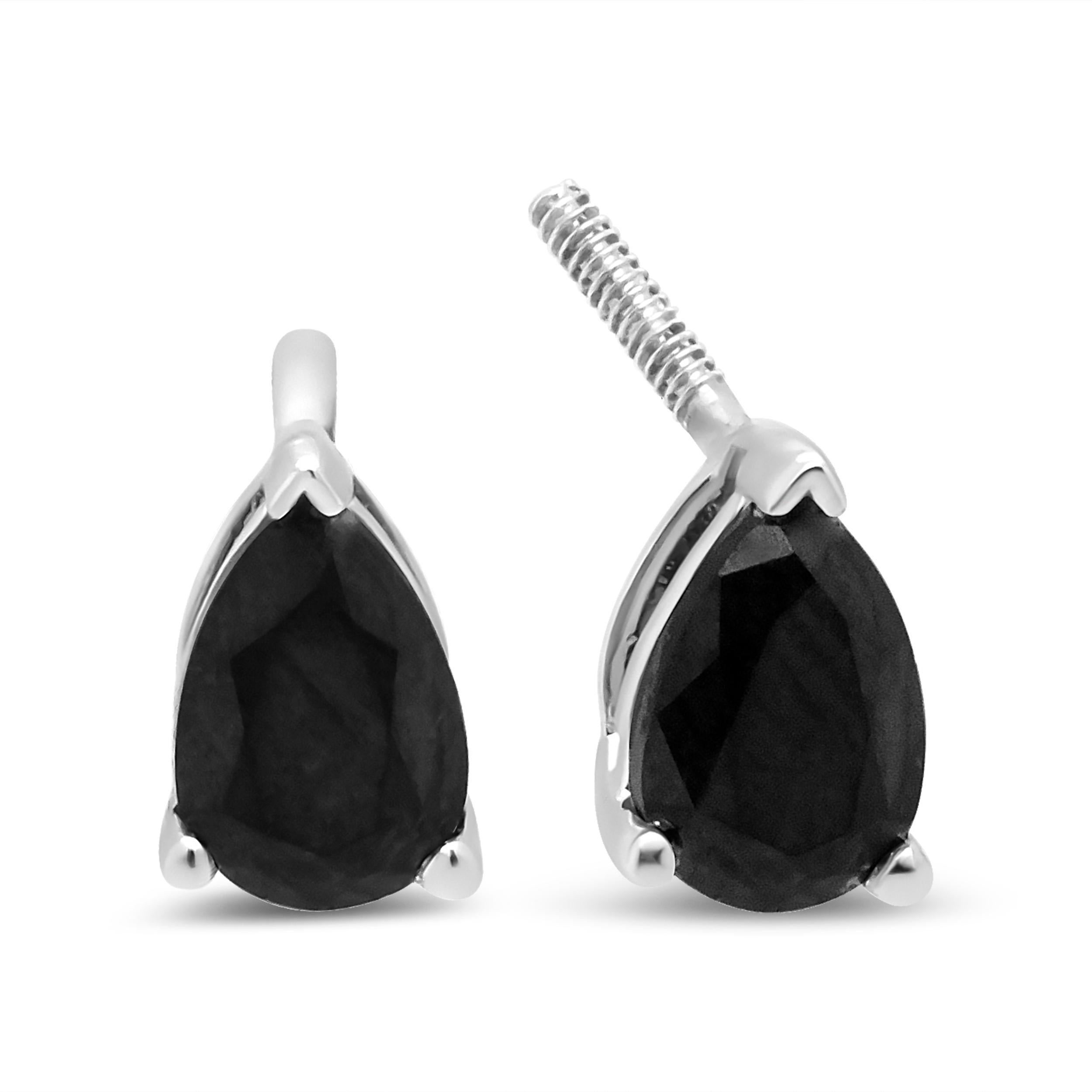 These gorgeous natural diamond solitaire earrings are a classic and timeless design that will be one of your favorite looks to wear. Pear-shaped color treated black diamonds dazzle with faceted splendor from 3-prong settings, totaling 1.0 cttw and