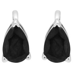 14K White Gold 1.0 Cttw Treated Black Pear Shaped Solitaire Diamond Stud Earring