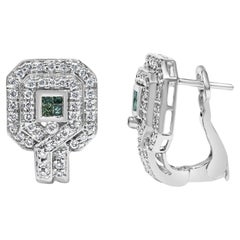 14K White Gold 1.0 Cttw Treated Diamond Octagonal Shield Omega Back Earrings 14K White Gold 1.0 Cttw Treated Diamond Octagonal Shield Omega Back Earrings