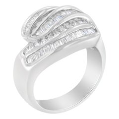 14K White Gold 1.00 Carat Diamond Bypass Band Ring