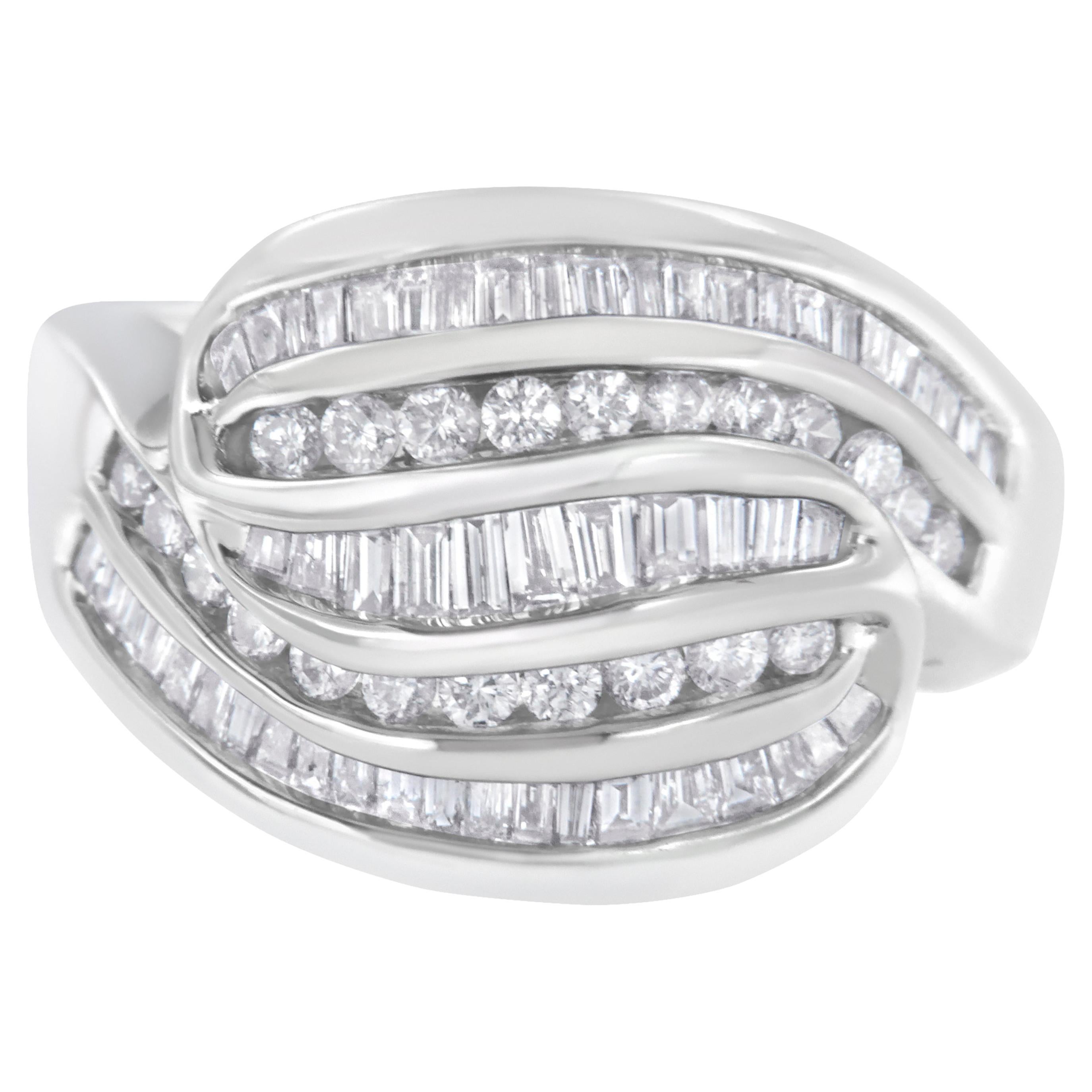 14K White Gold 1.00 Carat Diamond Bypass Band Ring
