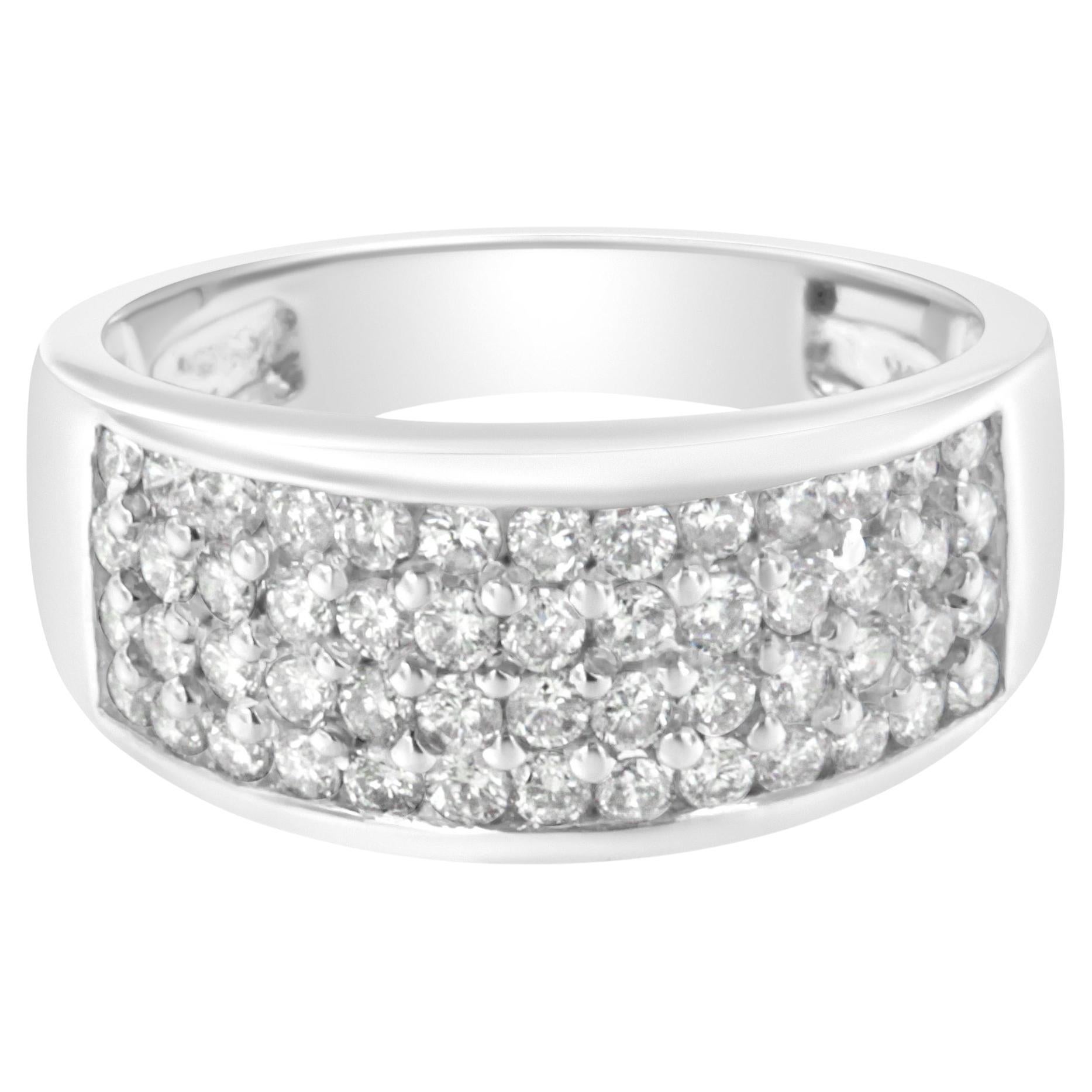 For Sale:  14K White Gold 1.00 Carat Diamond Cocktail Band Ring