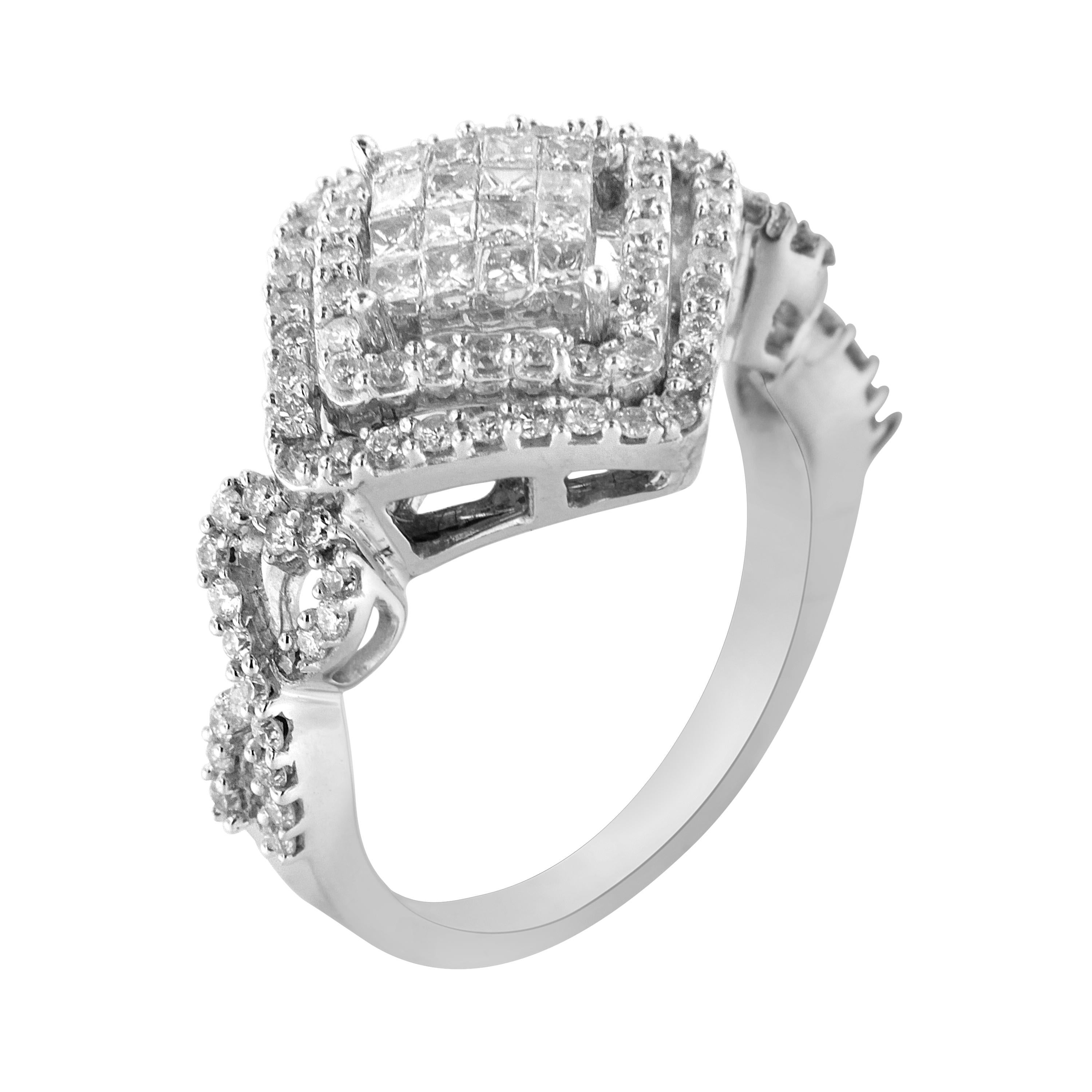 14K White Gold 1.00 Carat Diamond Composite Ring In New Condition For Sale In New York, NY
