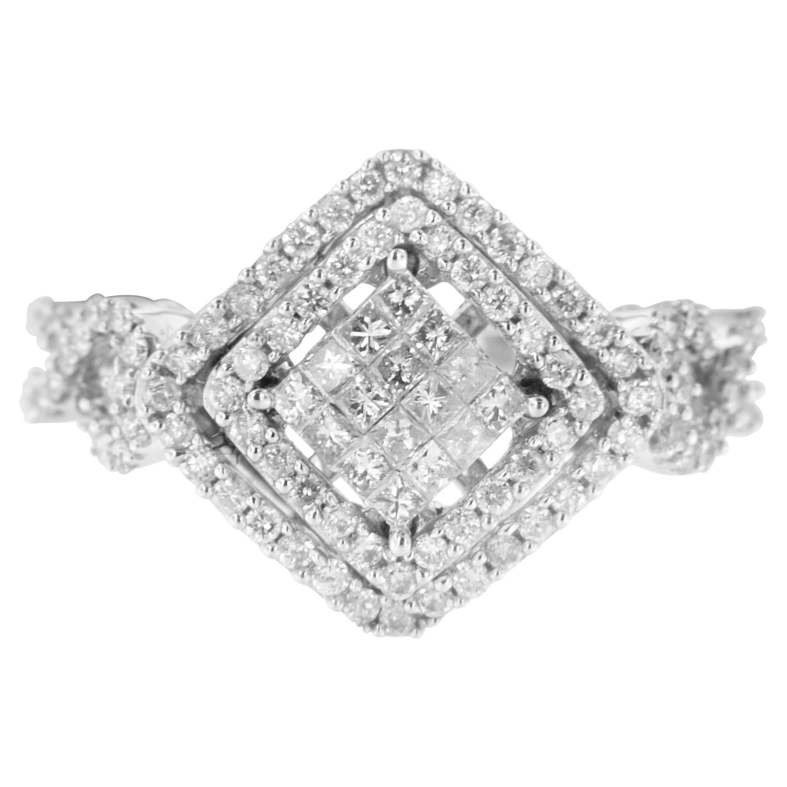 14K White Gold 1.00 Carat Diamond Composite Ring For Sale