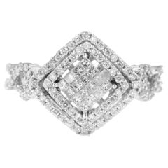 Anillo compuesto de diamantes de 1,00 quilates en oro blanco de 14 quilates