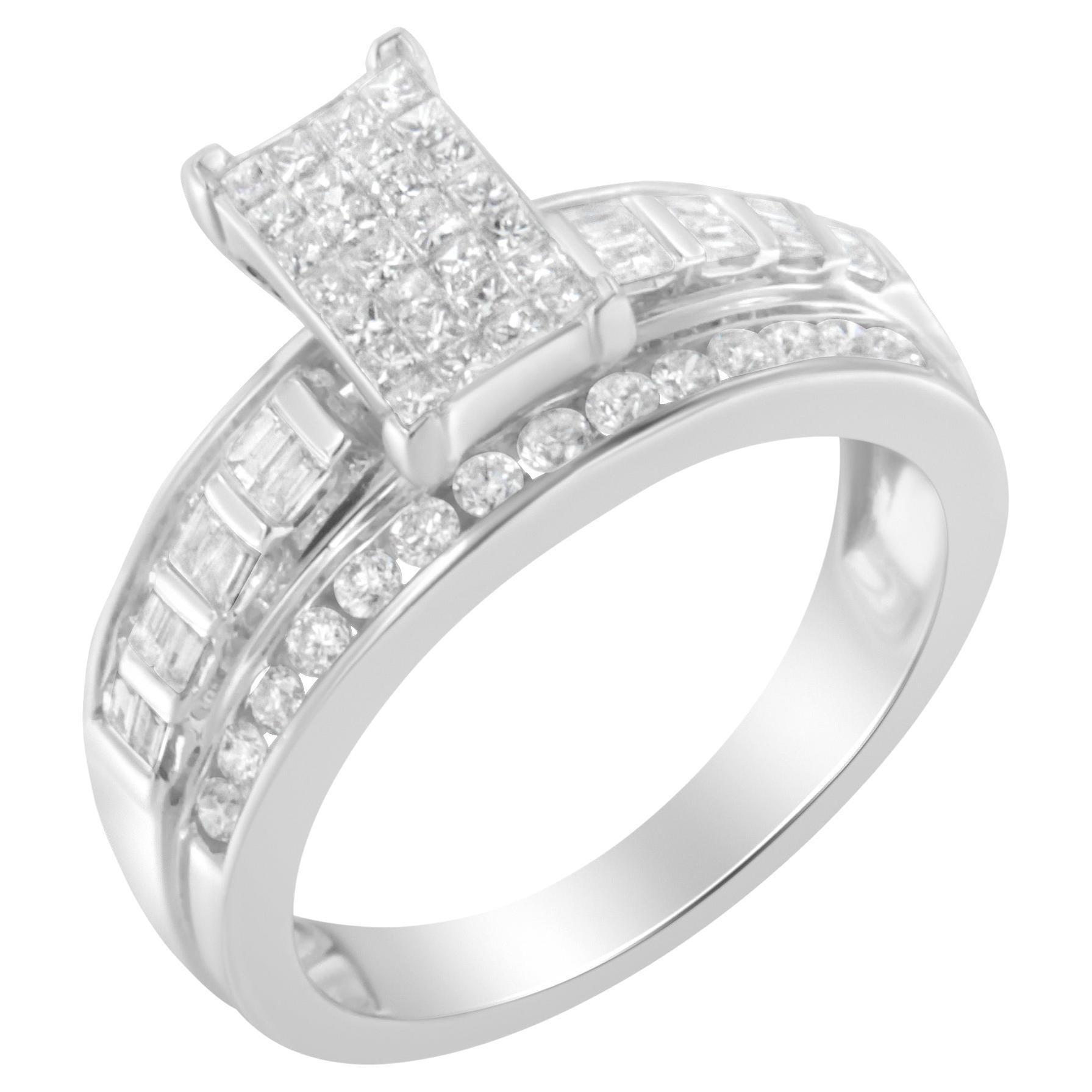 For Sale:  14k White Gold 1.00 Carat Diamond Composite Ring