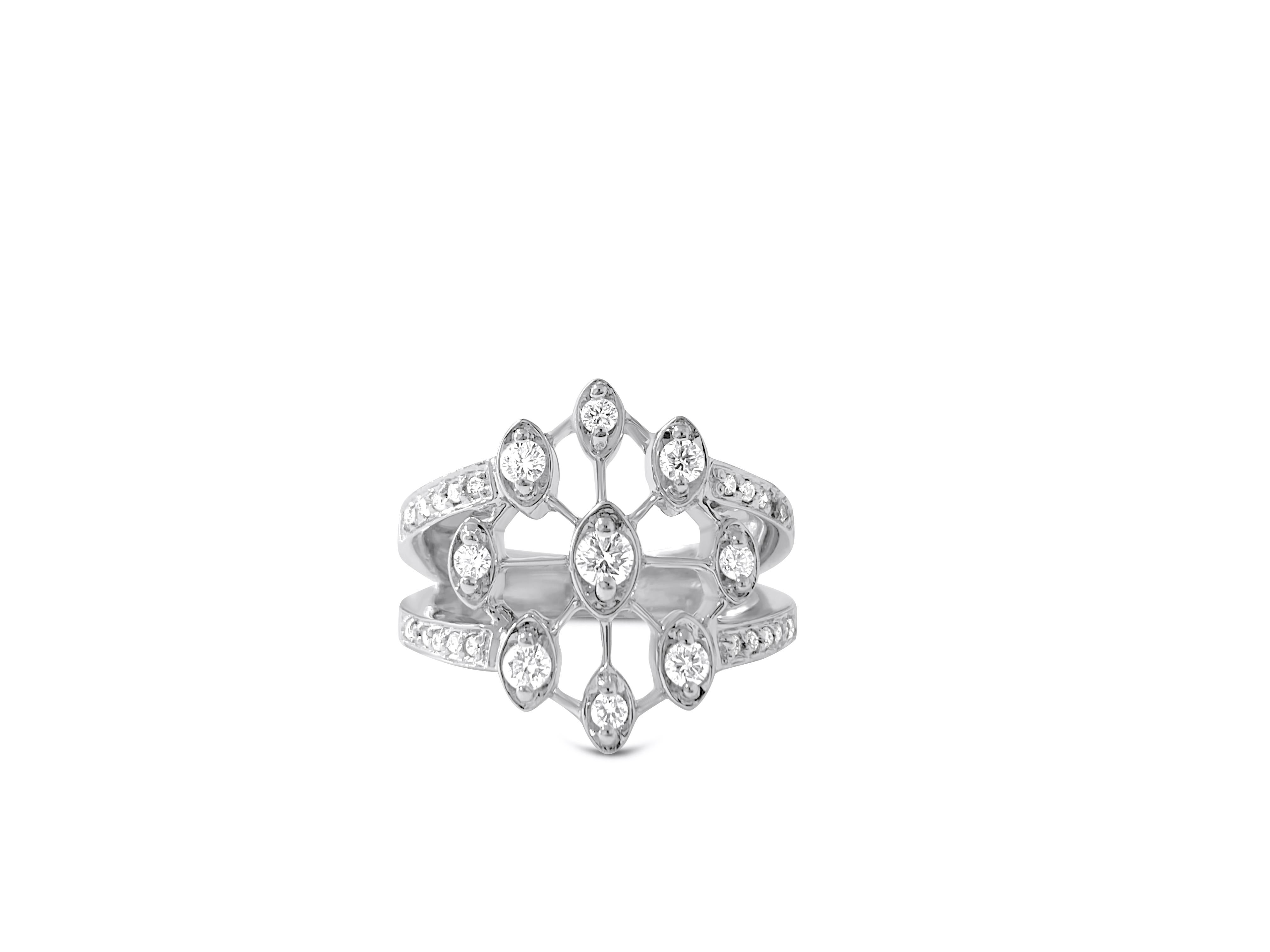Women's 14k White Gold & 1.00 Carat Diamond Ring For Sale