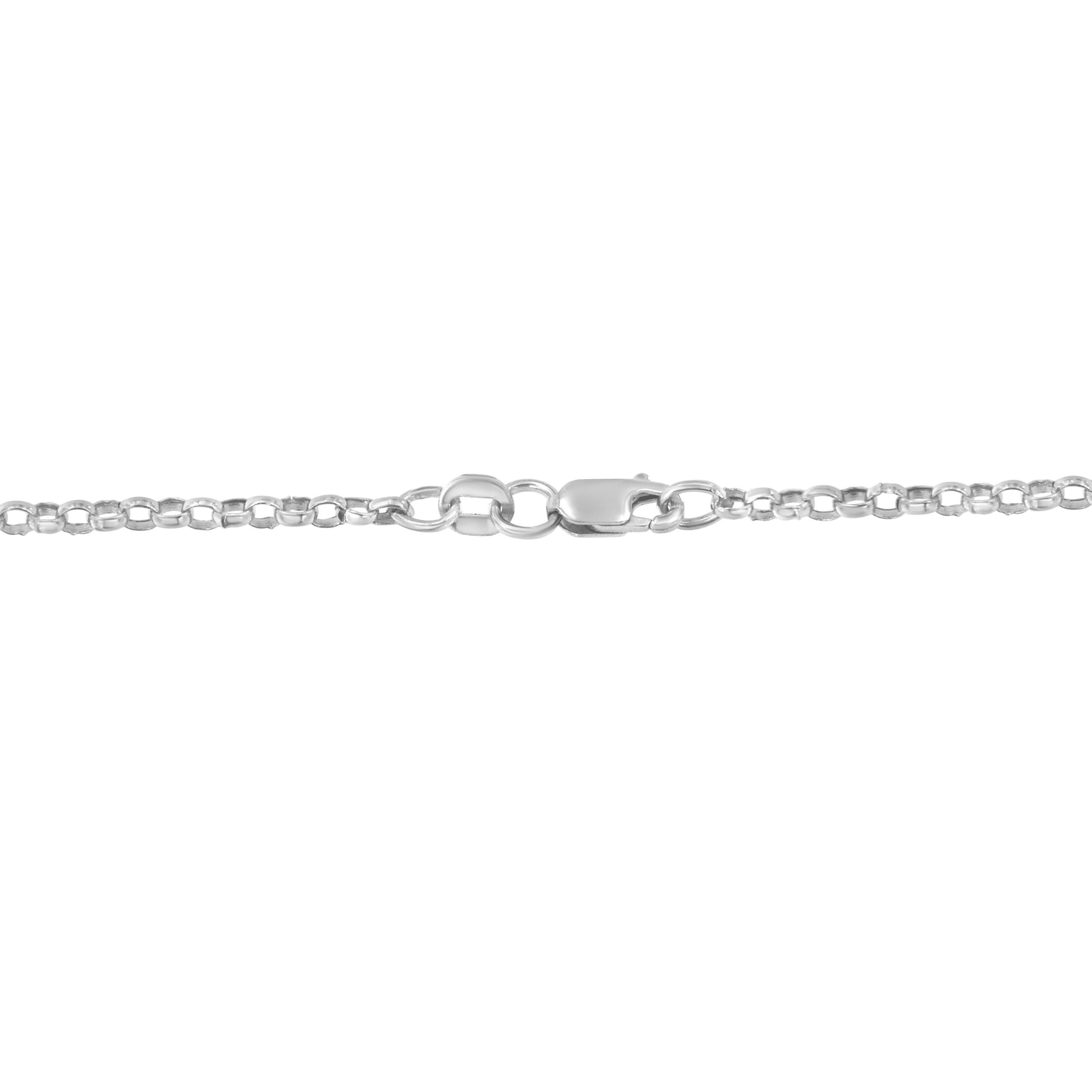 Contemporaneo Collana A Link con triplo cuore in oro bianco 14K e diamanti da 1,00 carati con catena a scatola in vendita