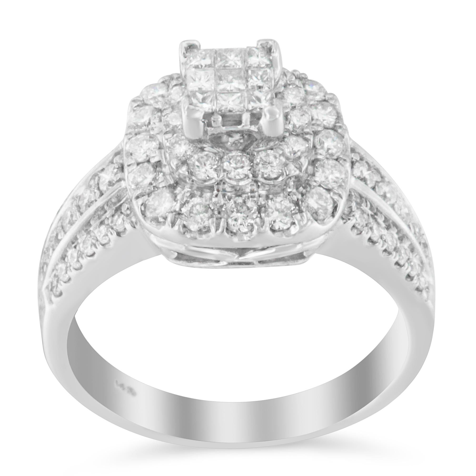 For Sale:  14K White Gold 1.00 Carat Diamond Vintage Ring 7