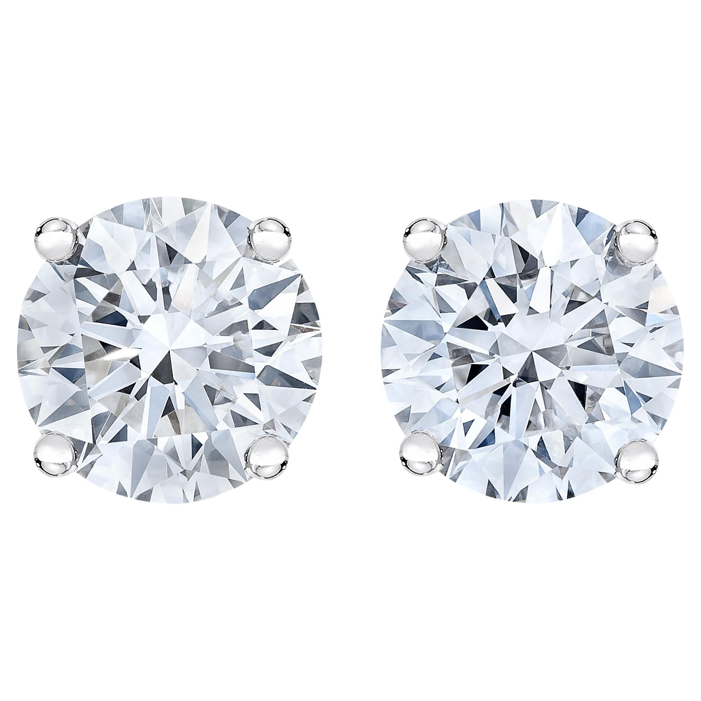 14k White Gold 1.00 Carat Solitaire Diamond Stud Earrings with Screw Backs For Sale