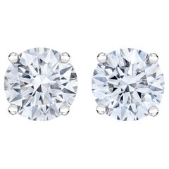 Retro 14k White Gold 1.00 Carat Solitaire Diamond Stud Earrings with Screw Backs