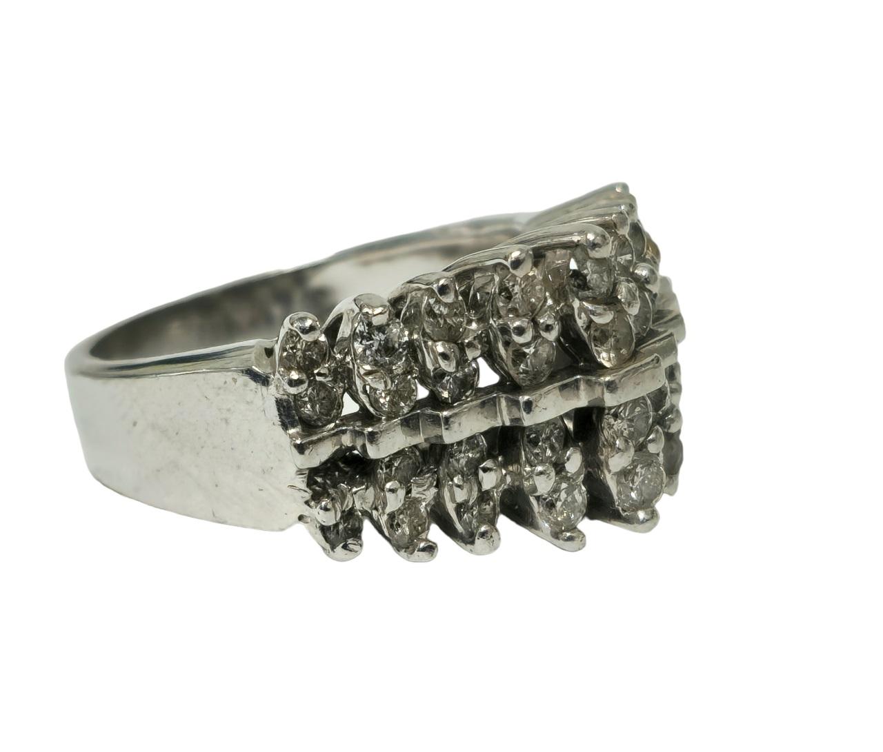 14K Weißgold, 1,00 Karat VS/G Diamant-Cocktailring (Mittelalterlich) im Angebot