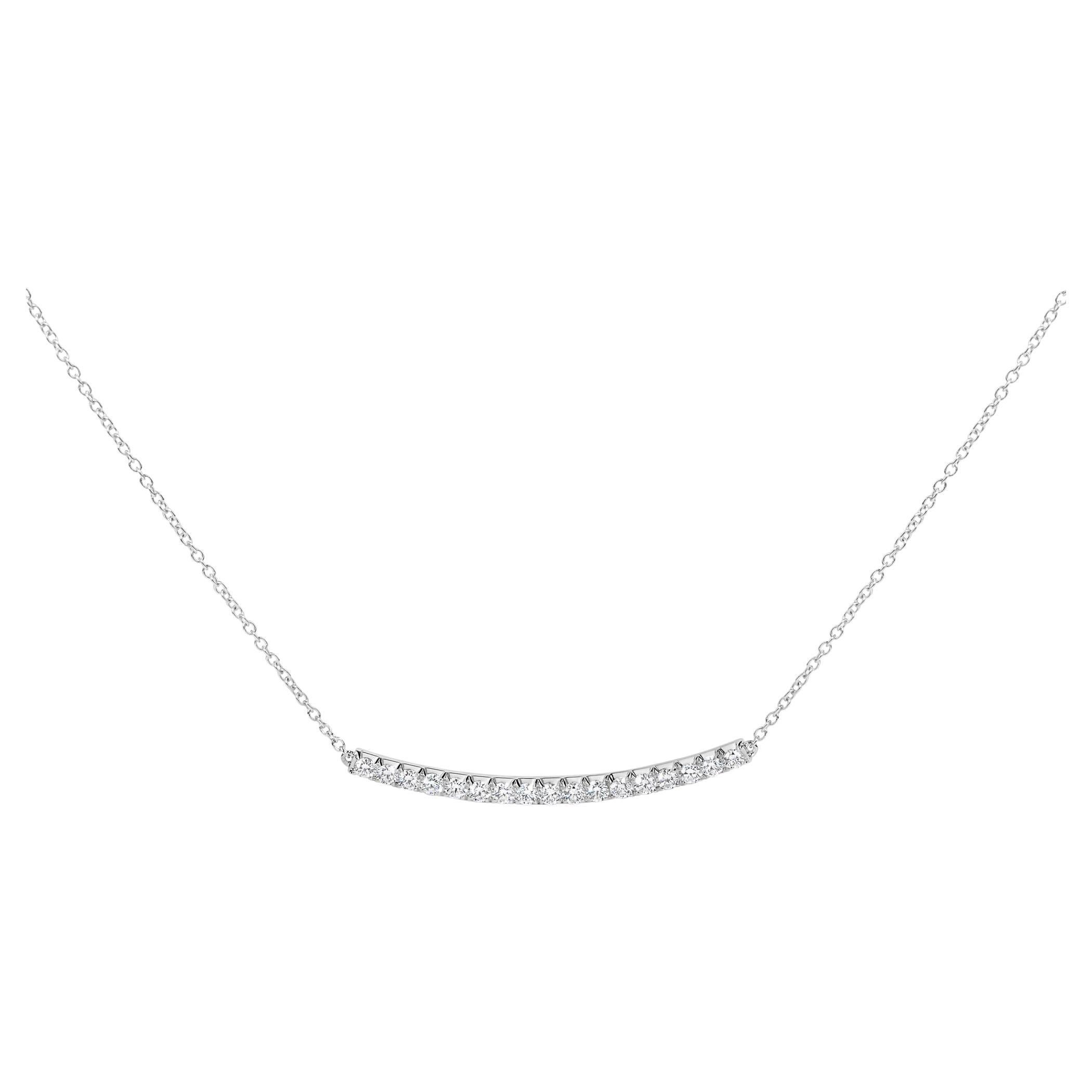 Collier pendentif en or blanc 14K à barre incurvée et diamants 1.00 Cttw - 18 pouces