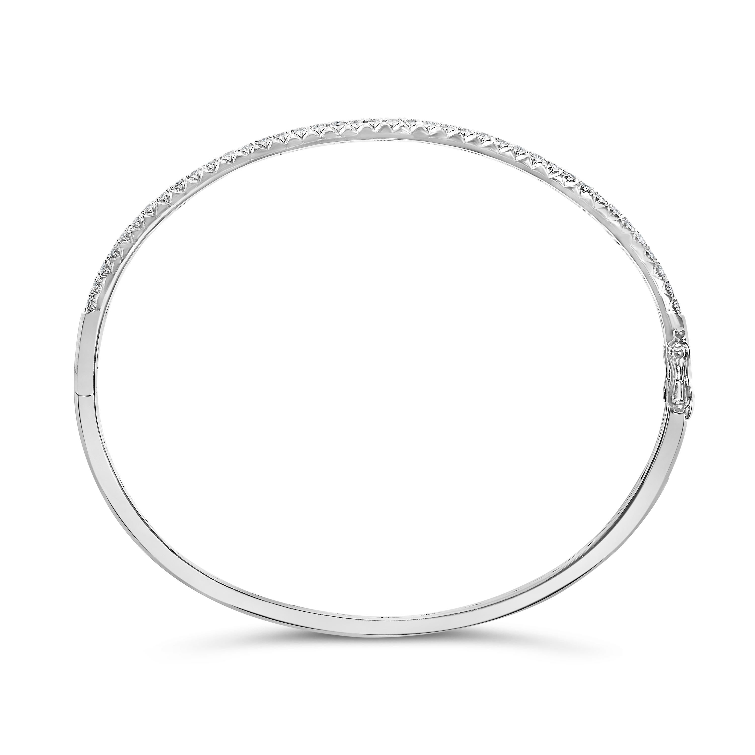 Moderno Bracciale con diamanti a mezza eternità in oro bianco 14K da 1,00 carati in vendita