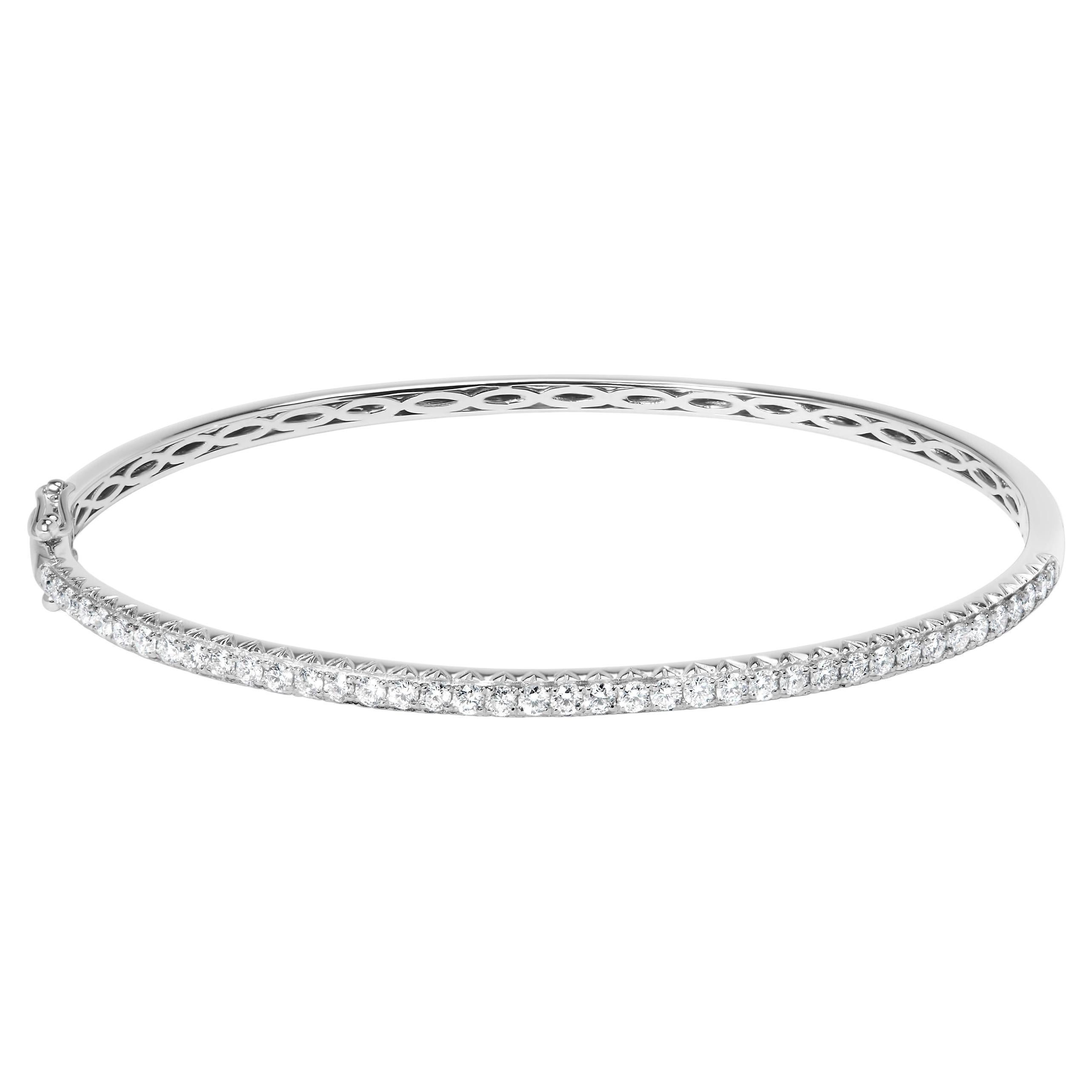 Bracciale con diamanti a mezza eternità in oro bianco 14K da 1,00 carati