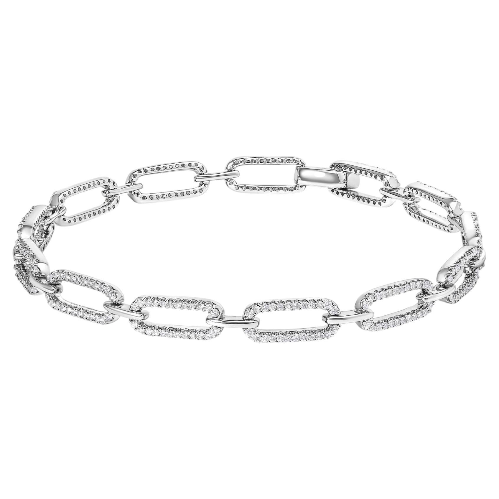 Pulsera de eslabones de clip de oro blanco de 14 quilates de 1,00 qt