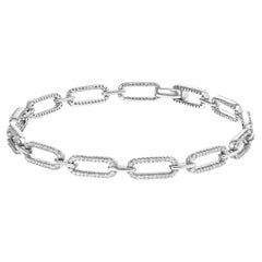 14K White Gold 1.00 Cttw Paperclip Link Bracelet