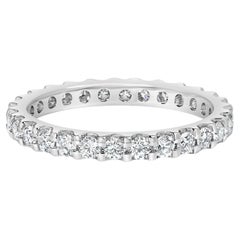 14K White Gold 1.00 Cttw Shared Prong Set Round Diamond Eternity Band Ring