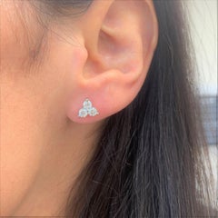 14K White Gold 1.00ct Diamond 3 Stone Earrings for Her