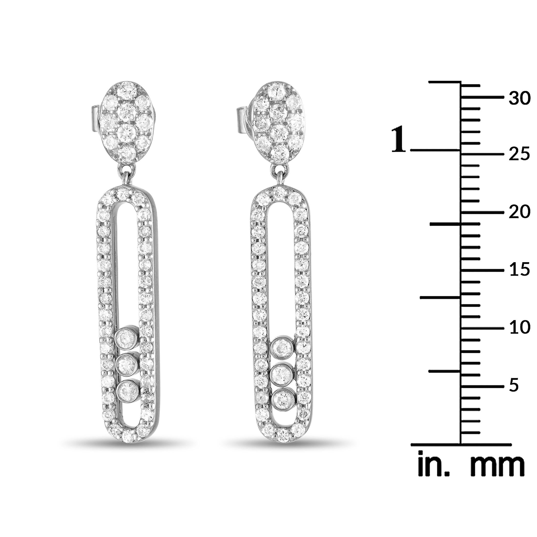Round Cut 14K White Gold 1.00ct Diamond Earrings ER28881-W For Sale