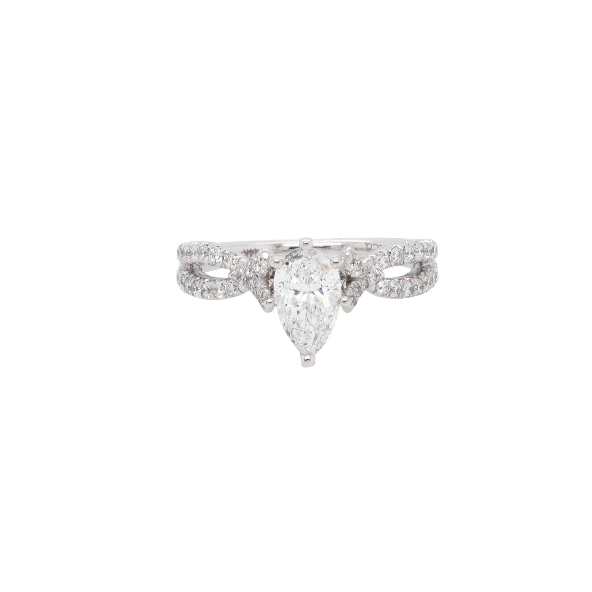 Bague de fiançailles en or blanc 14 carats avec diamants en forme de poire naturel certifiés GIA de 1,00 carat en vente 2