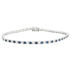 14k White Gold 1.00ct Round Brilliant Diamonds and 1.25ct Sapphire Tennis Bracel