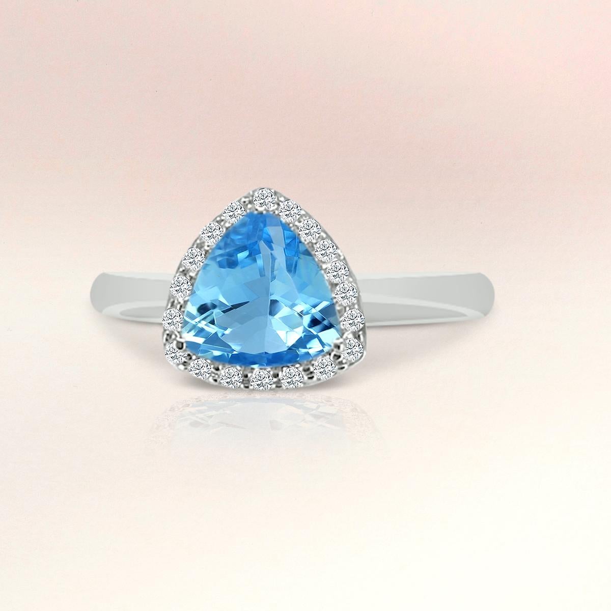 Modern 14K White Gold 1.00cts Aquamarine and Diamond Ring, Style# TS1078AQR 22058/4 For Sale
