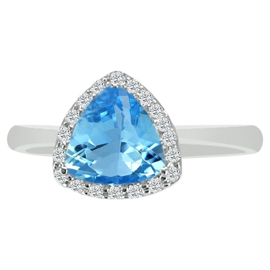 14K White Gold 1.00cts Aquamarine and Diamond Ring, Style# TS1078AQR 22058/4 For Sale