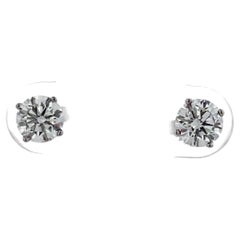 Boucles d'oreilles en or blanc 14K avec diamant de 1,00ctw 