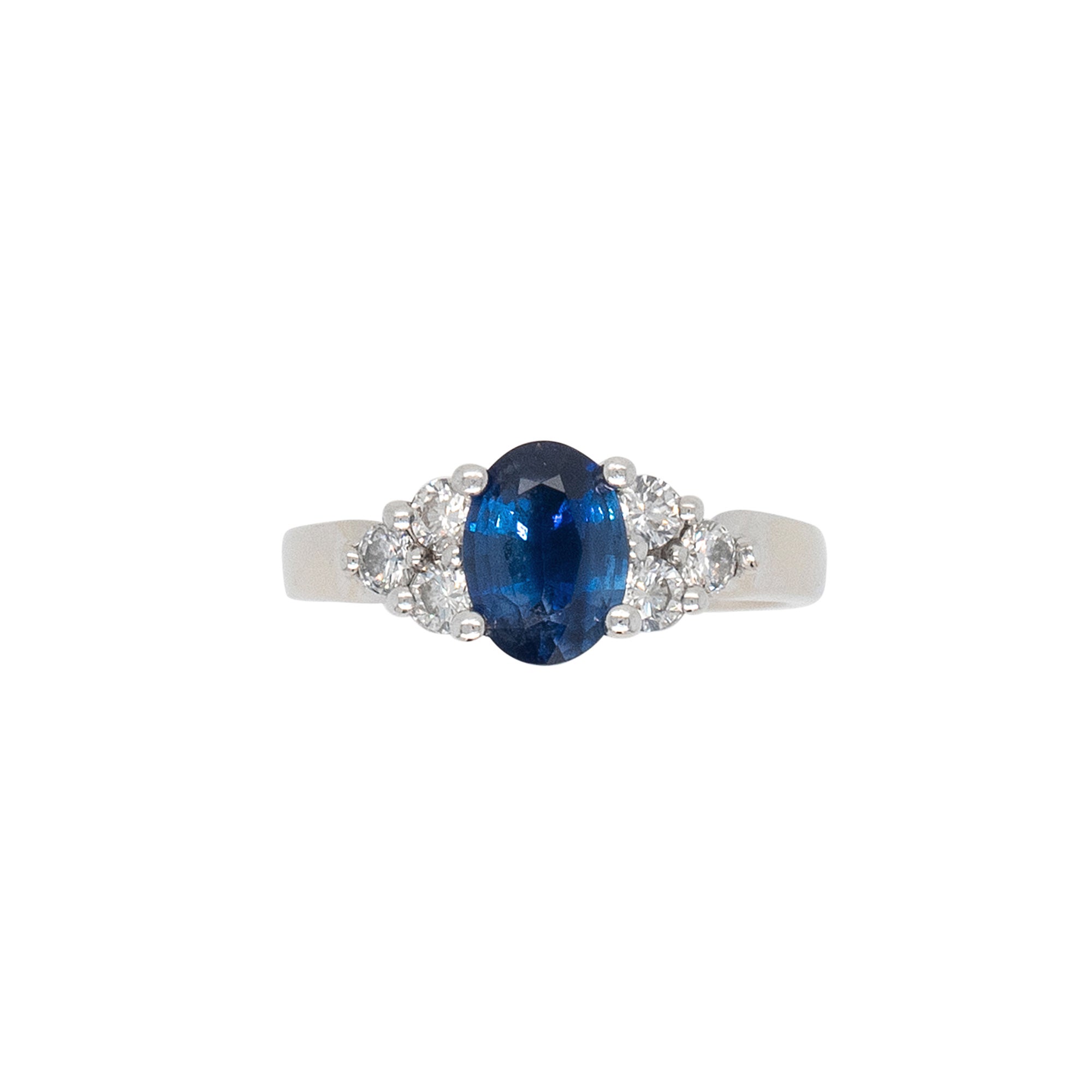 14k White Gold 1.00ctw Oval Sapphire and 0.24 Natural Diamonds Ring
