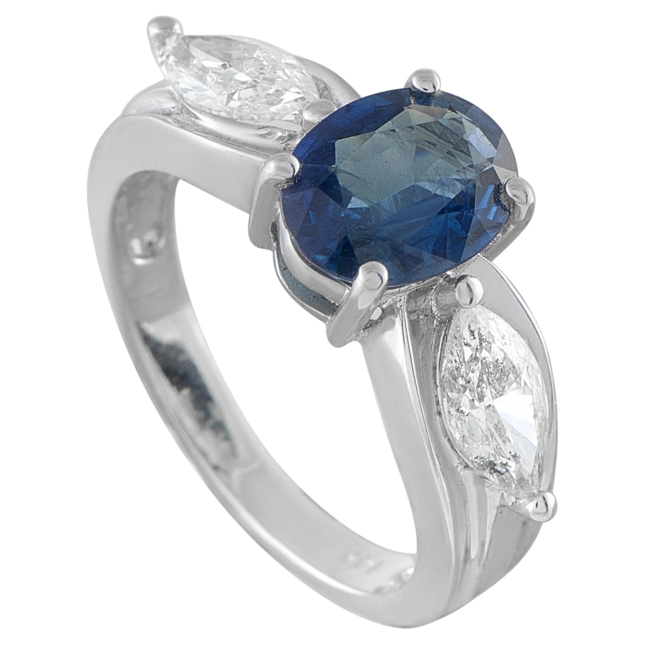 14K White Gold 1.01ct Diamond and Sapphire Ring MF19-062426
