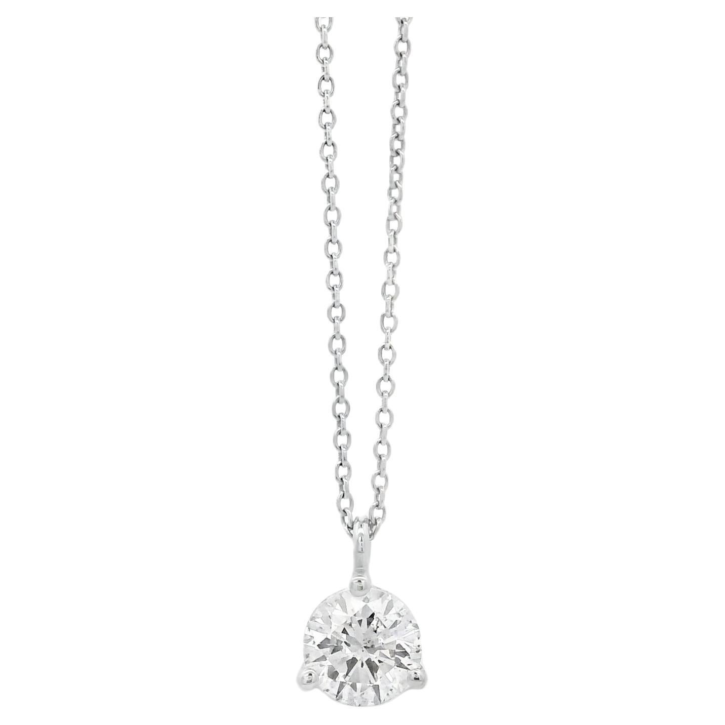 Collar Colgante Oro Blanco 14k 1.01ctw Diamante Brillante Redondo