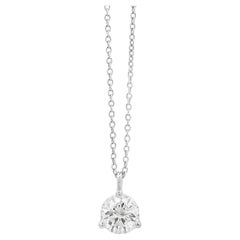 14k White Gold 1.01ctw Round Brilliant Diamond Pendant Necklace