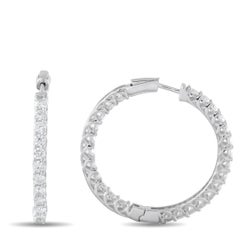 14K White Gold 10.20ct Diamond Inside-Out Hoop Earrings MF09-041726