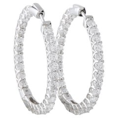 14K White Gold 10.20ct Diamond Inside-Out Hoop Earrings MF09-041726