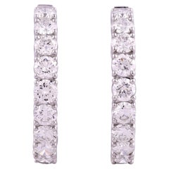 14K White Gold 10.39 Cts Round Natural Diamond Inside-Out Hoop Earrings