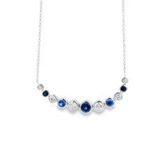 14k White Gold 1.03ct Sapphires and 0.70ct Round Brilliant Diamond Necklace