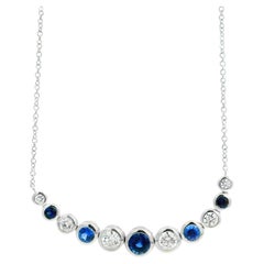 14k White Gold 1.03ct Sapphires and 0.70ct Round Brilliant Diamond Necklace