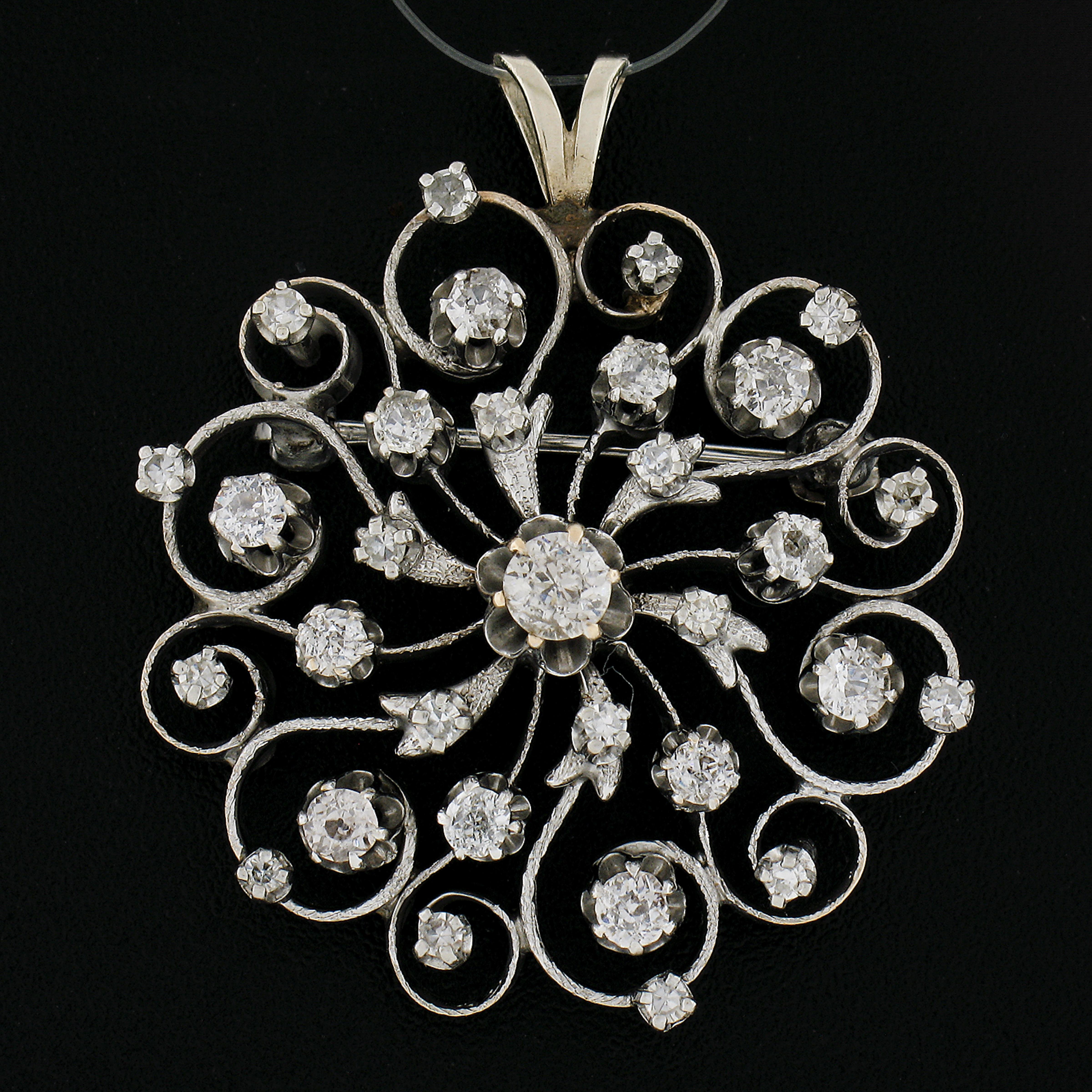 --Stone(s):--
(1) Natural Genuine Diamond - Old Mine Cut - Prong Set - SI2/I1 Clarity - Light Champagne Color - 0.17ct (approx.)
Numerous Natural Genuine Diamonds - Old Mine & Single Cut - Prong Set -0.87ctw (approx.)
Total Carat Weight: 1.04