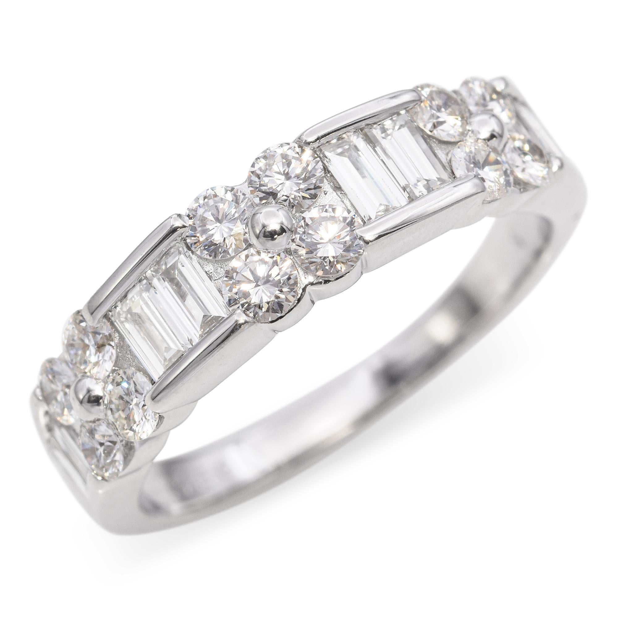 Baguette Cut 14k White Gold 1.04tcw Diamond Band For Sale