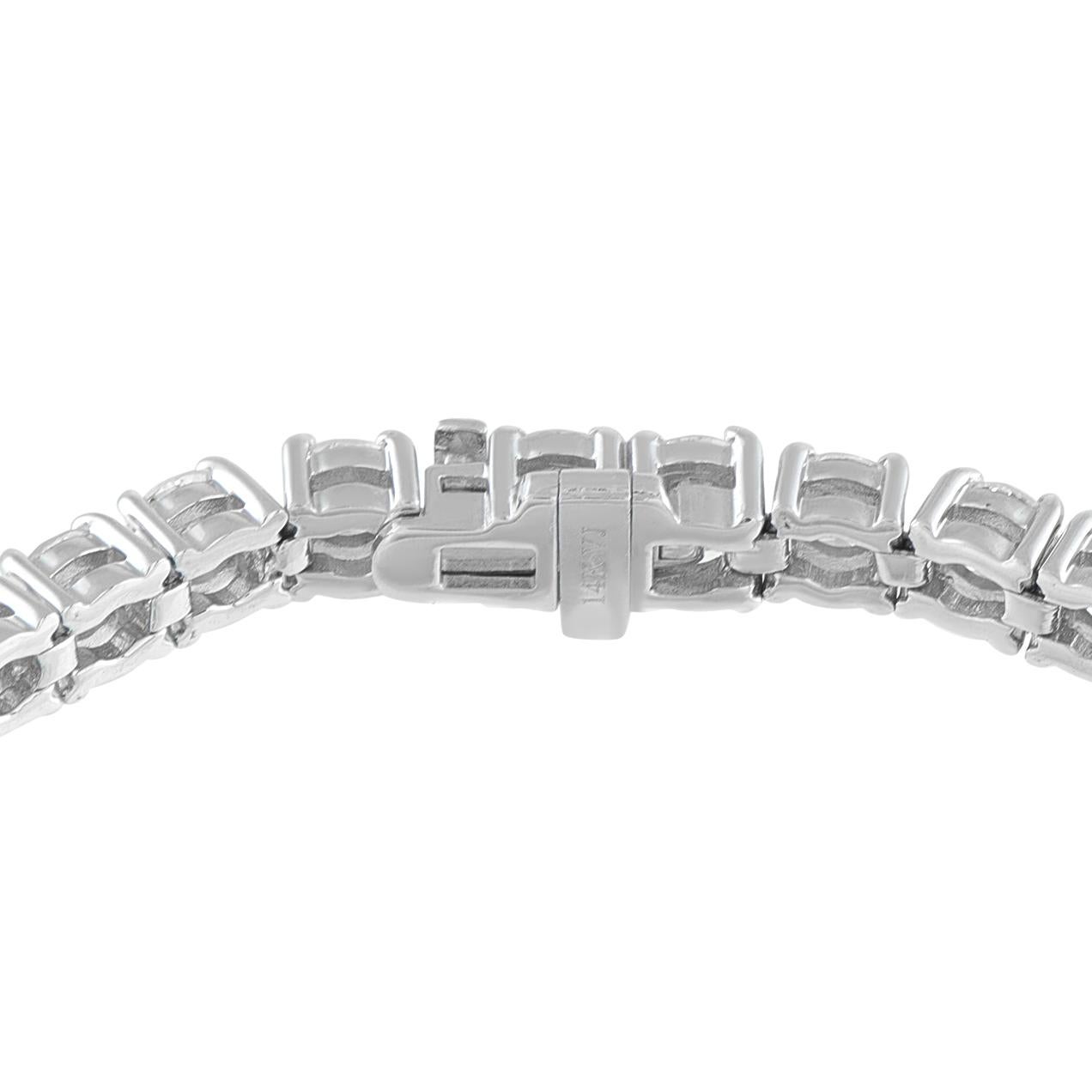 14K White Gold 10.50ct Diamond Tennis Bracelet MF06-111325 Corte redondo en venta