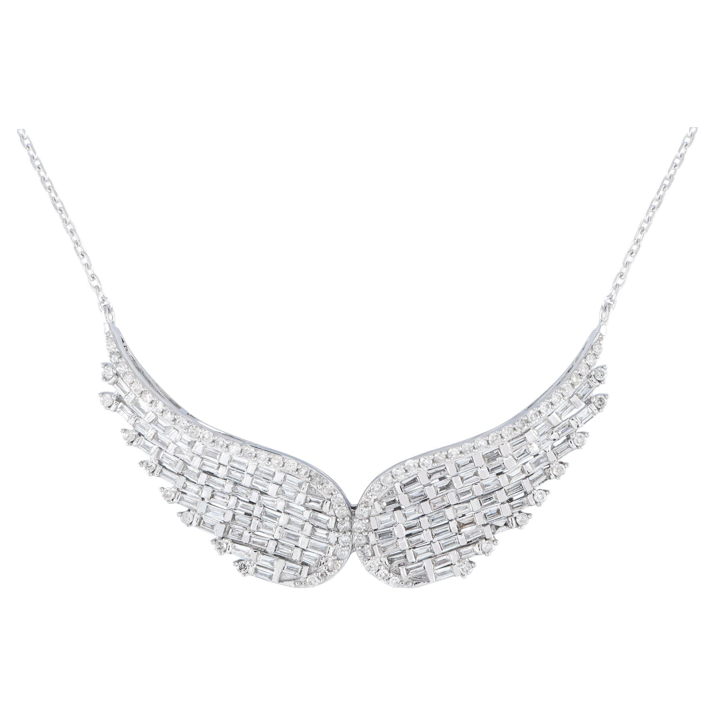 14K Weißgold 1,06 Karat Diamant-Ohr-Halskette