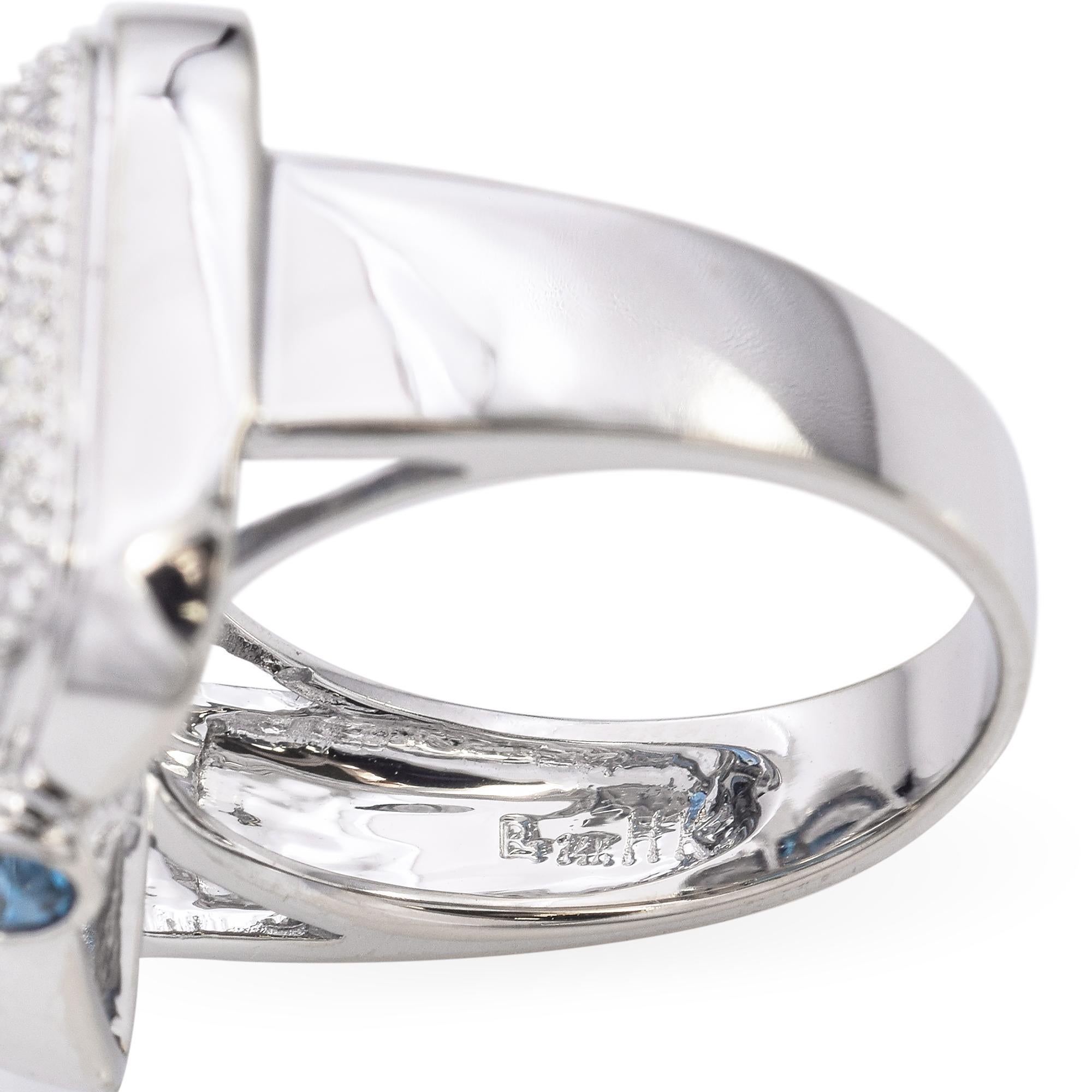 14k Weißgold 10,6 Karat Topas und Diamant-Cocktailring im Angebot 2