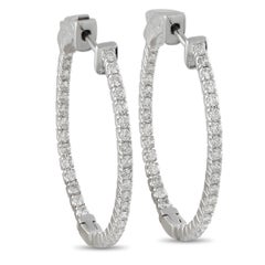 14K White Gold 1.07ct Diamond Inside-Out Hoop Earrings MF11-111825