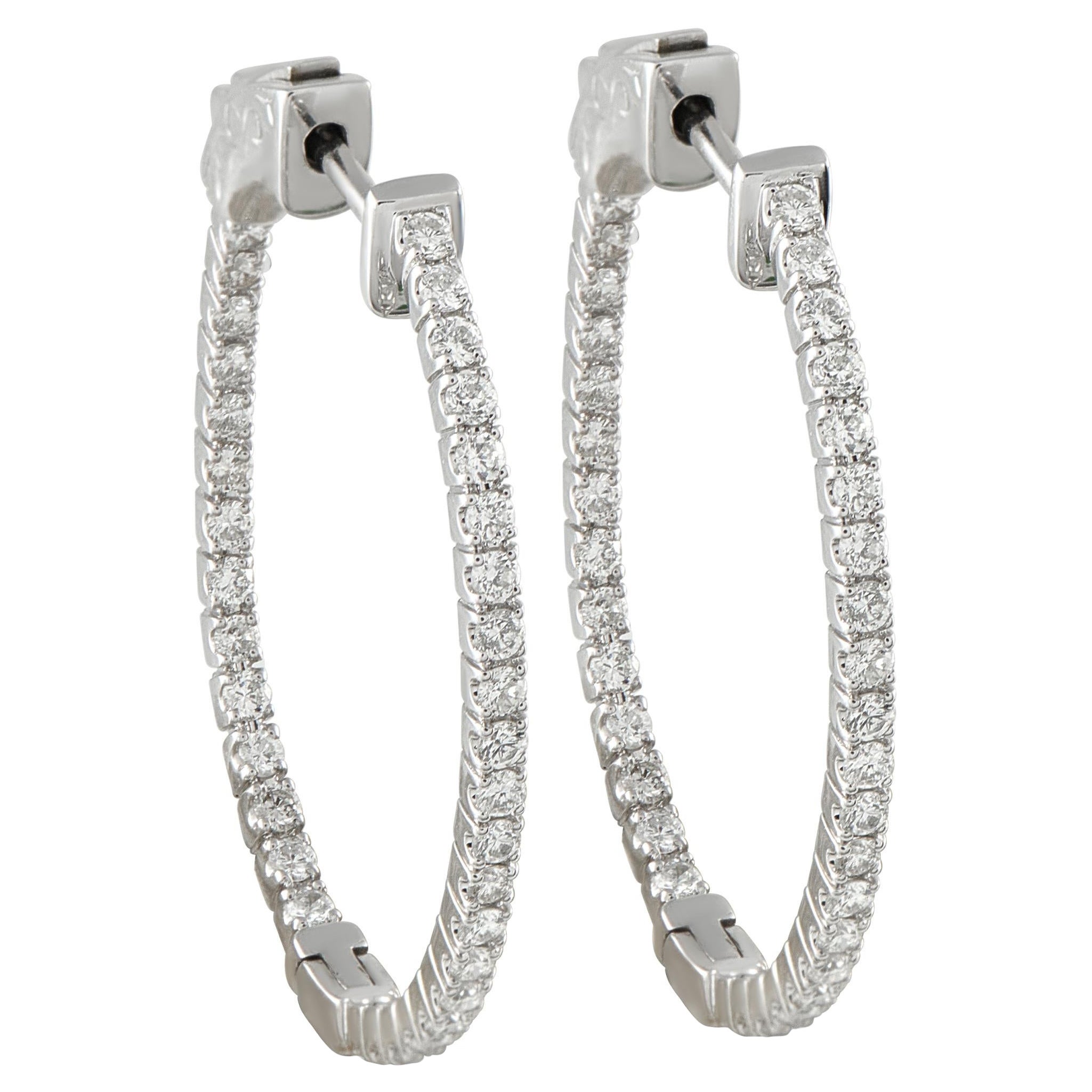 14K White Gold 1.07ct Diamond Inside-Out Hoop Earrings MF15-111825