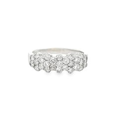 14k White Gold 1.08ctw Round Diamond Cluster Pavé Cocktail Ring