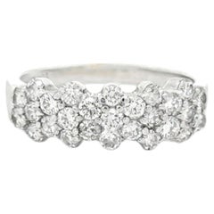14k White Gold 1.08ctw Round Diamond Cluster Pavé Cocktail Ring