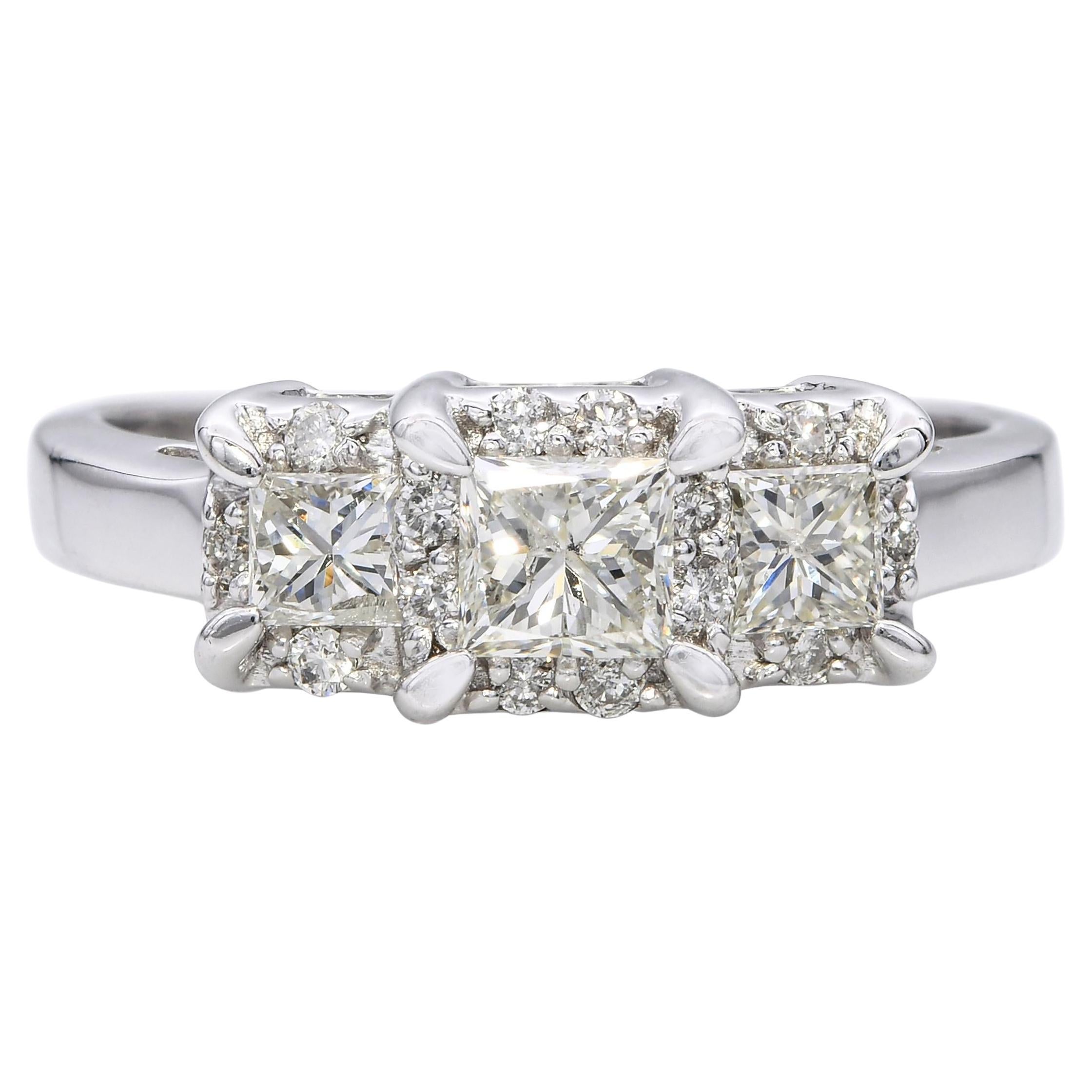14k White Gold 1.08tcw Princess Cut Engagement Ring