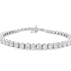 14k White Gold 10.95ct Natural Round Brilliant Diamond Tennis Bracelet