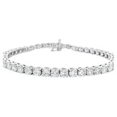 14k White Gold 10.95ct Natural Round Brilliant Diamond Tennis Bracelet
